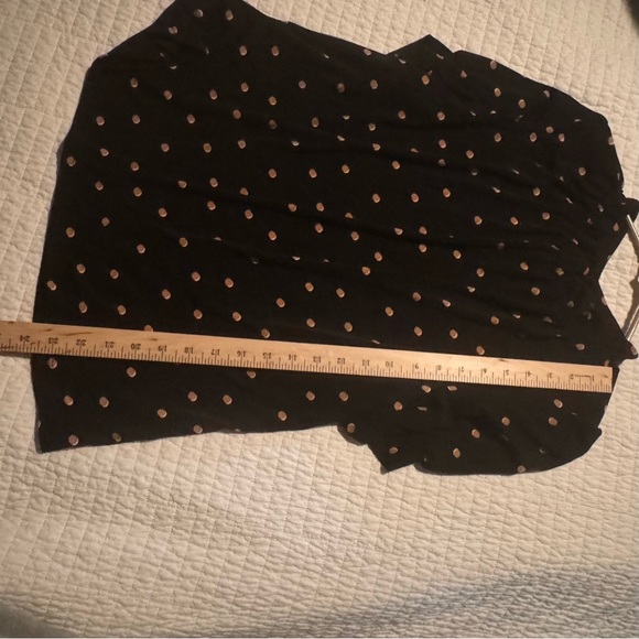 Adrianna Papell Black White Tan Polka Dot Short Sleeve Blouse Sz L - Picture 9 of 9
